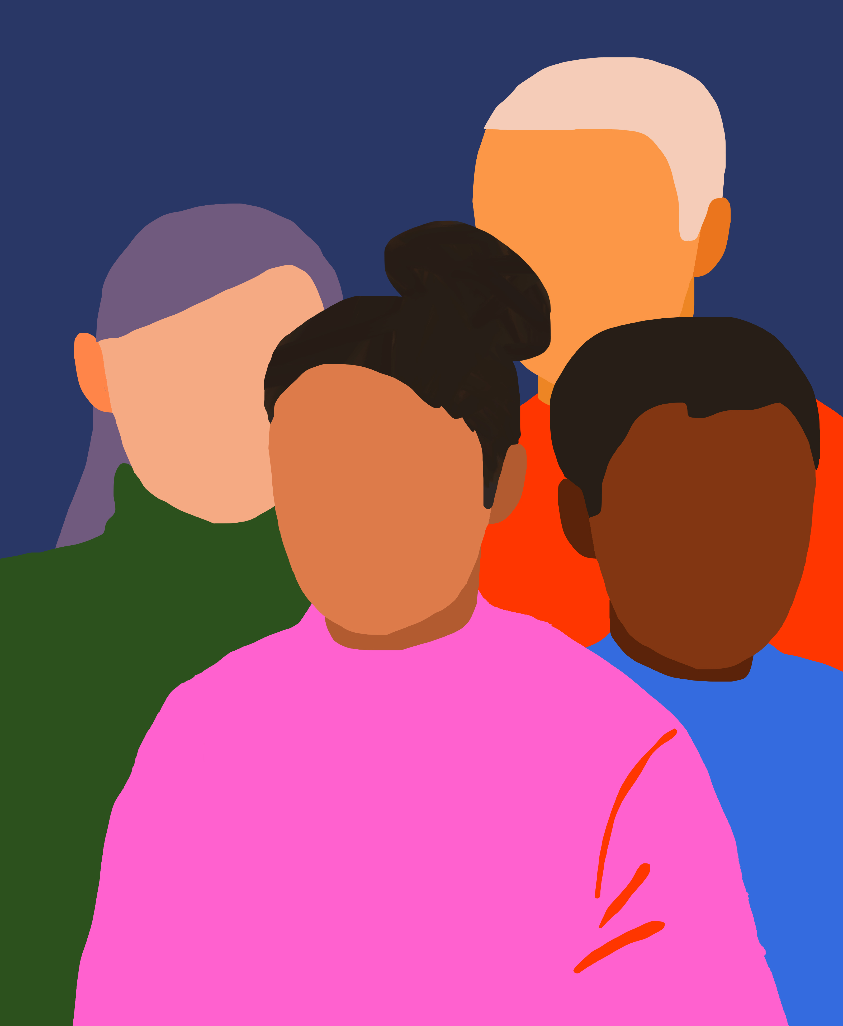 Illustration of 4 people of different backgrounds and colors