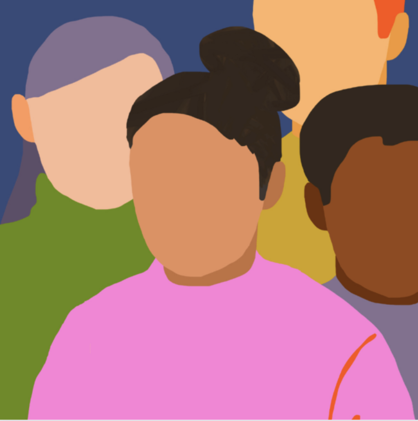 A colorful Illustration representing people of different races