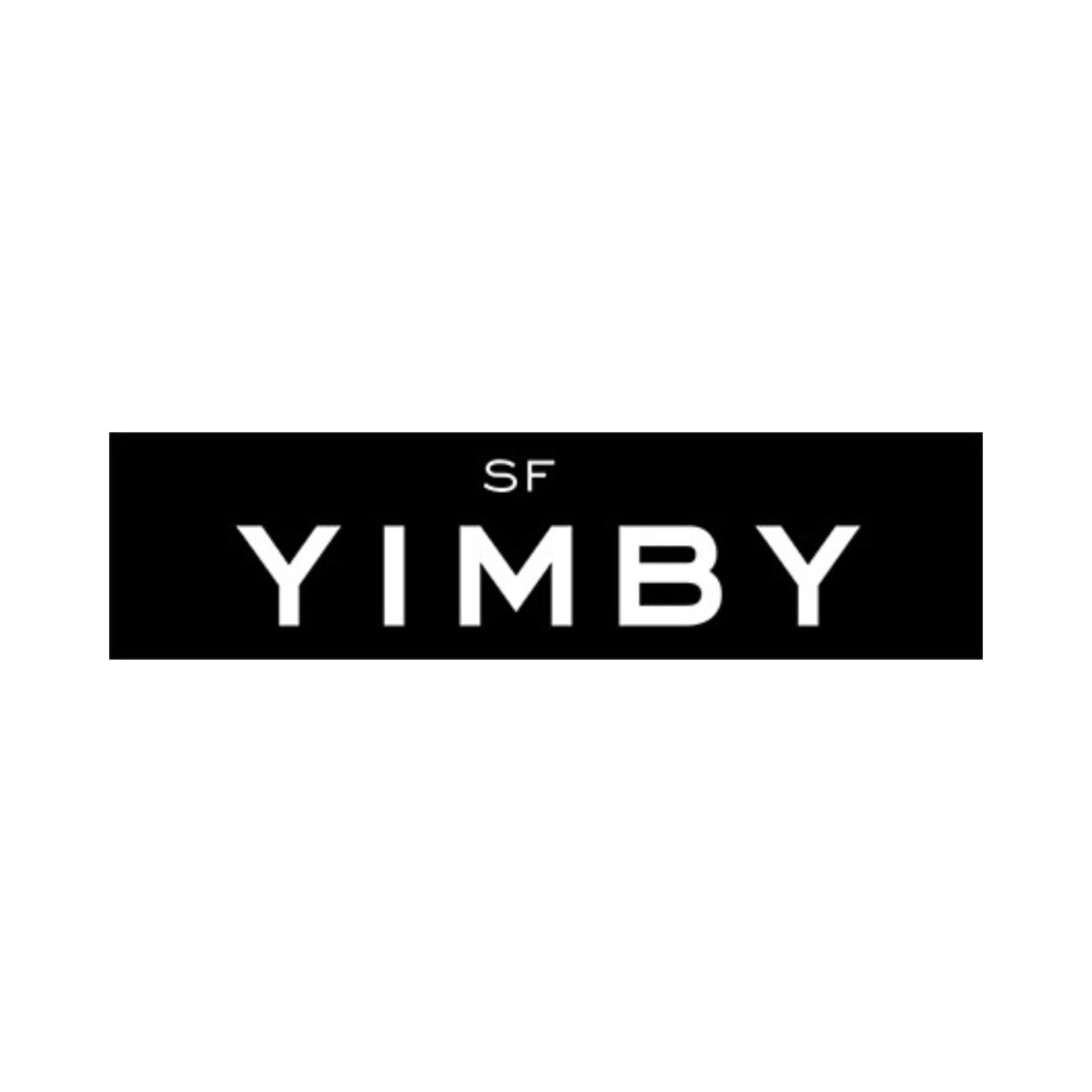 The logo for SF Yimby-White letters spell out "SF Yimby" against a black background