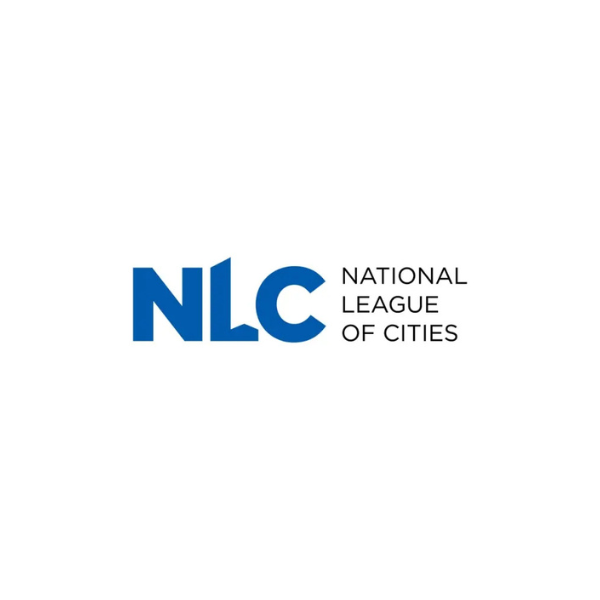 The logo of the National League of Cities. Three blue letters read NLC" with the words "National League of Cities" written out next to them.