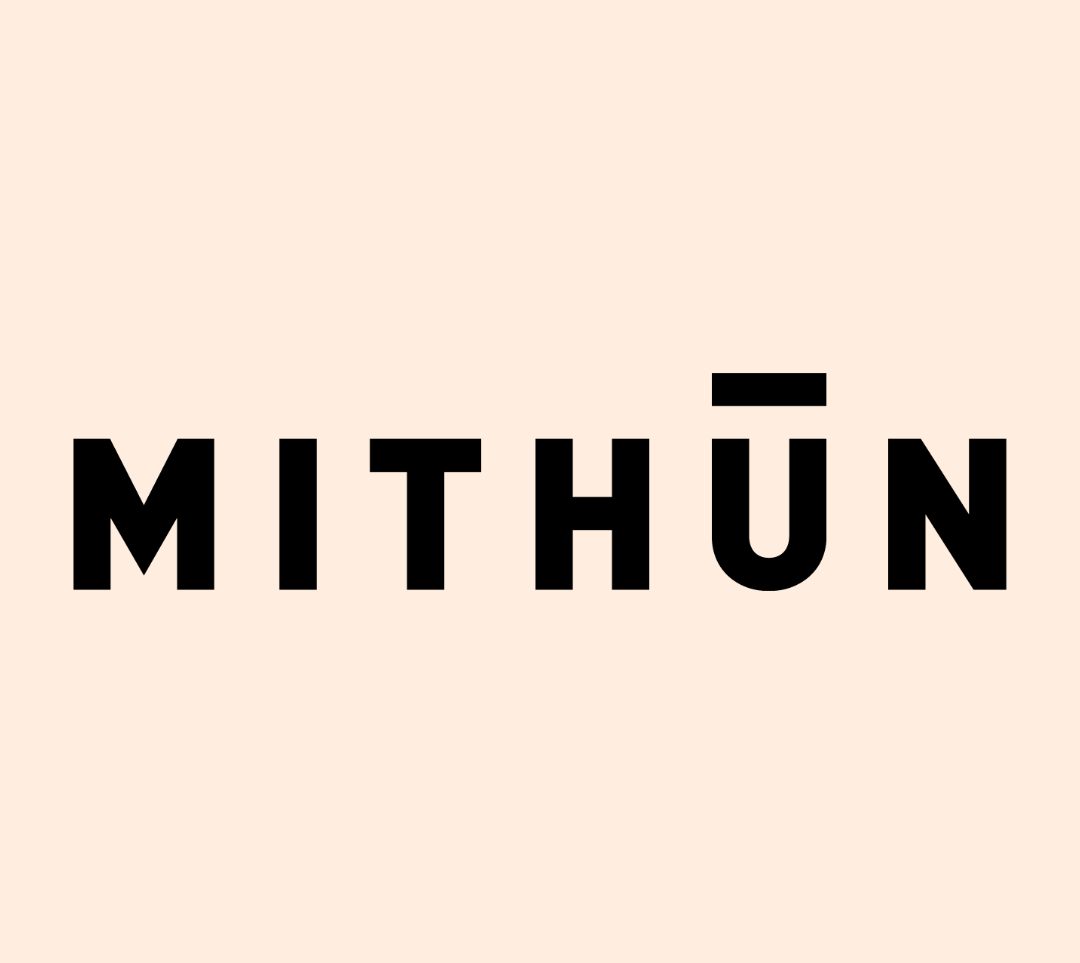 The Mithun logo on a cream background: The text “MITHŪN” in large, black, block text.