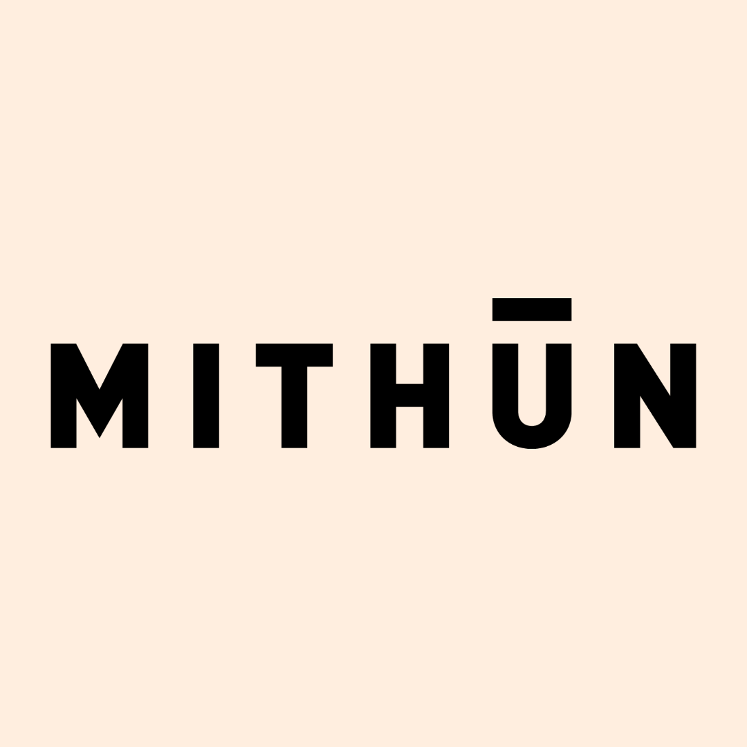 The Mithun logo on a cream background: The text “MITHŪN” in large, black, block text.